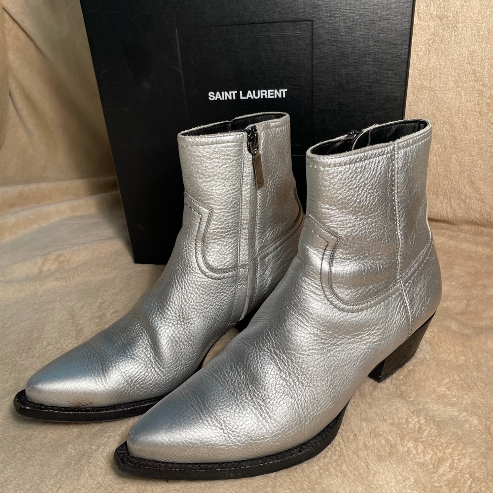 YSL.Saint Laurent metallic boots size38(US 8)